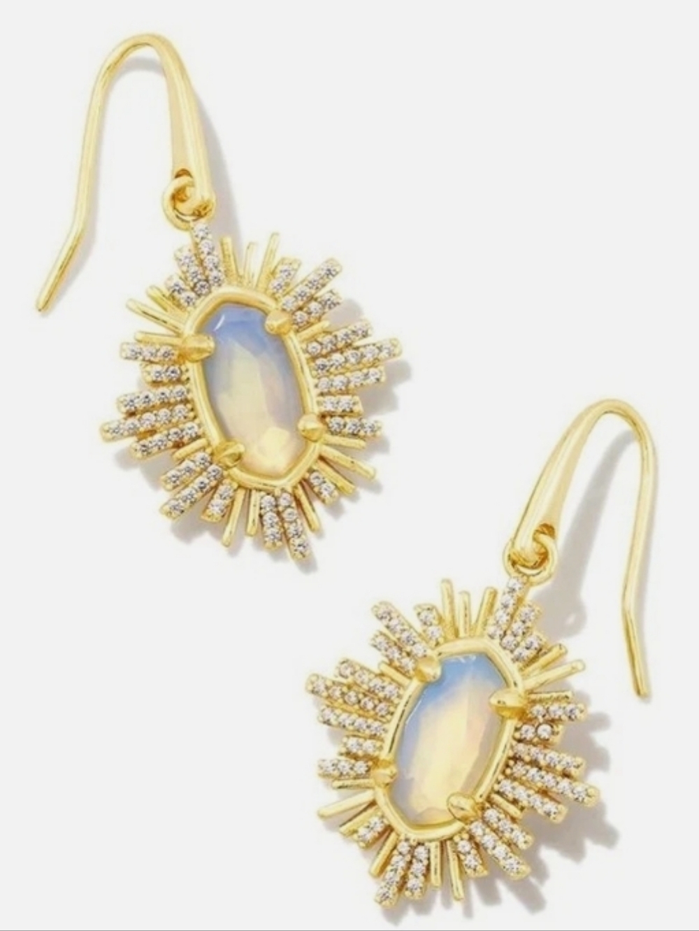 14k Gold Opalescent ☀️"Grayson Sunburst"☀️Drop Hook Earrings NEW! Kendra Scott